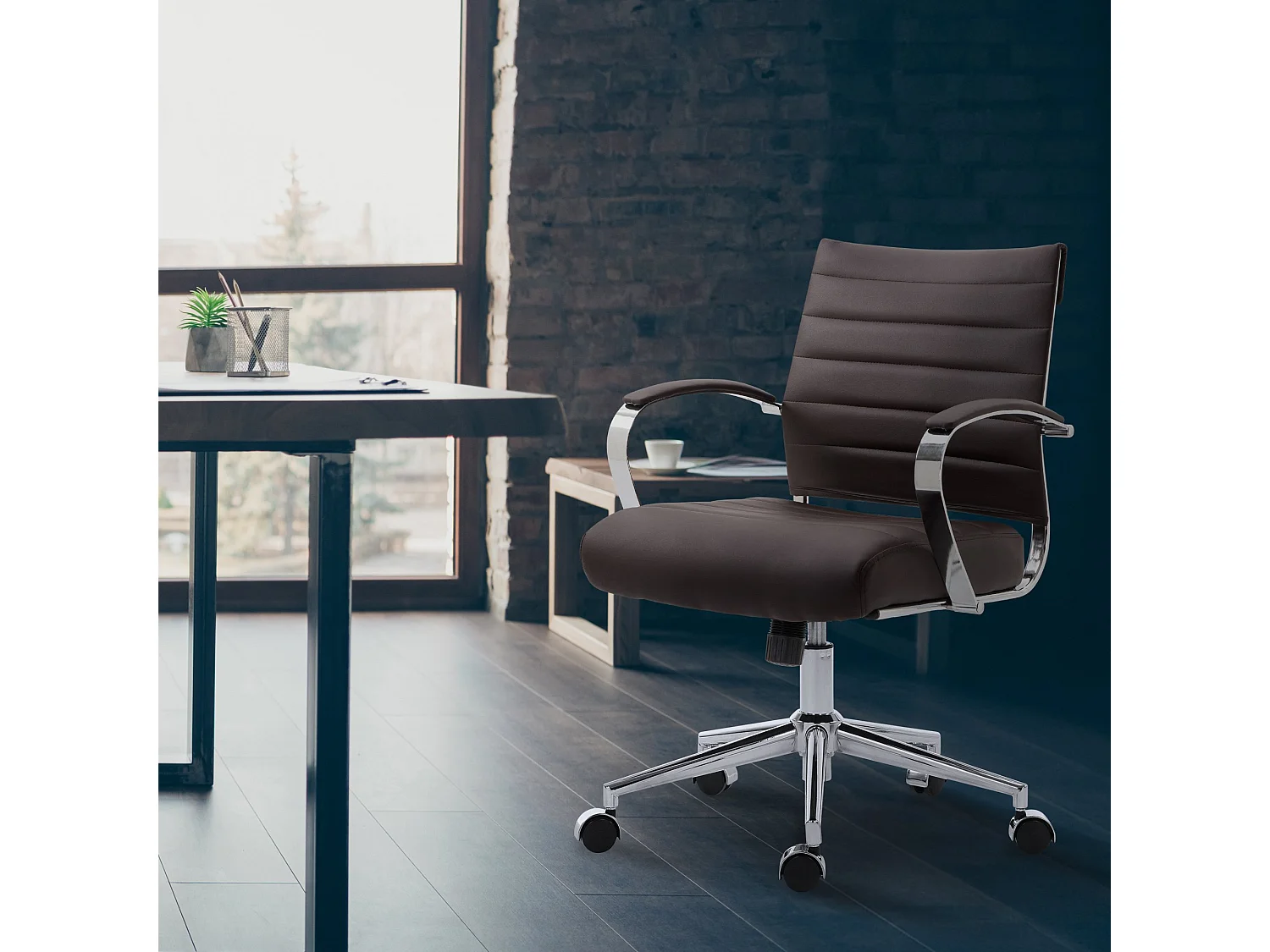 Chaise de bureau - Similicuir - Marron - Oakland