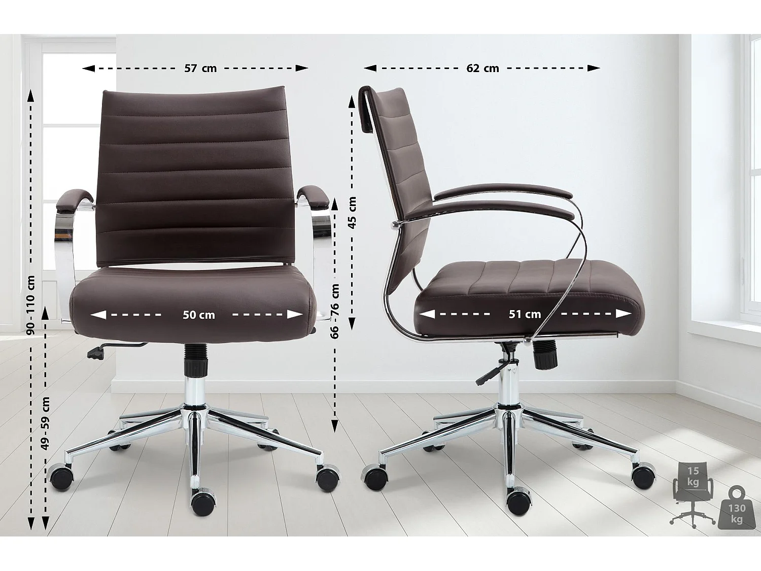 Chaise de bureau - Similicuir - Marron - Oakland