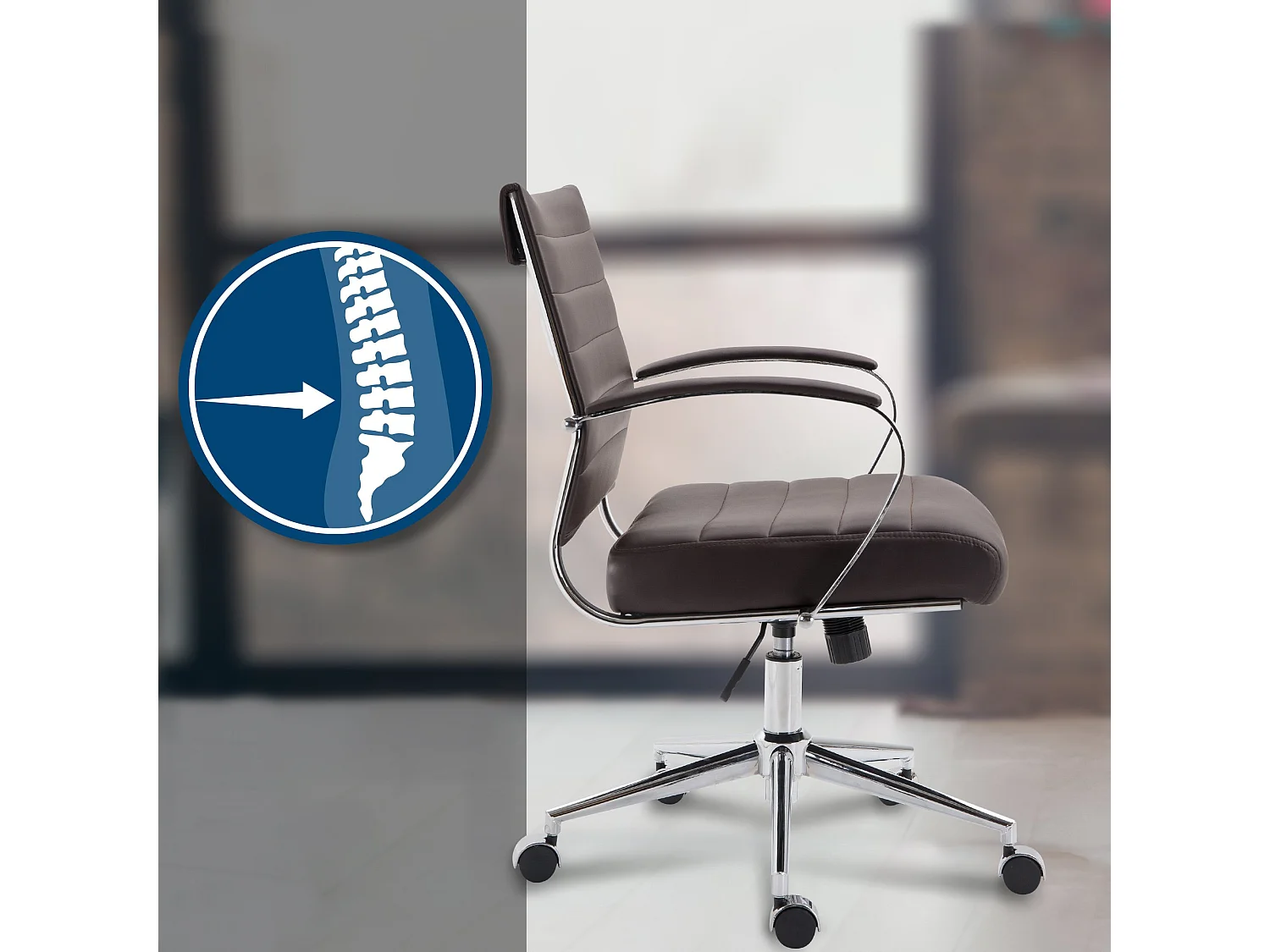 Chaise de bureau - Similicuir - Marron - Oakland