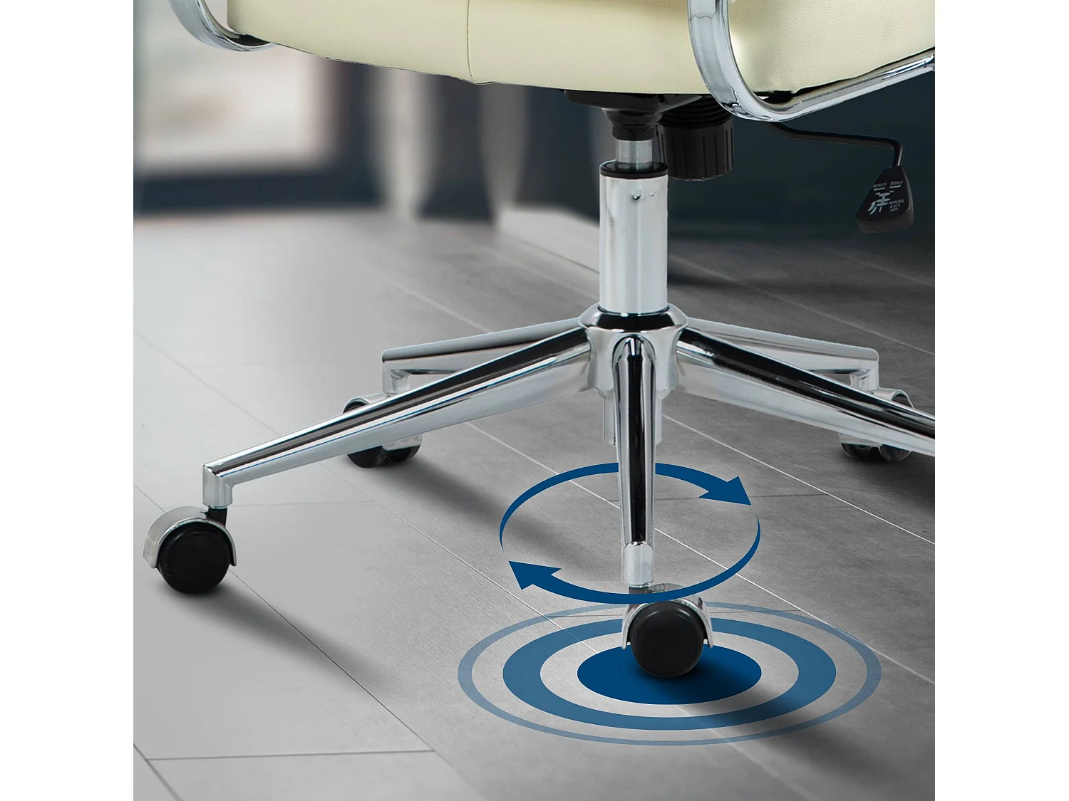 Chaise de bureau - Véritable cuir - Crème - Oakland