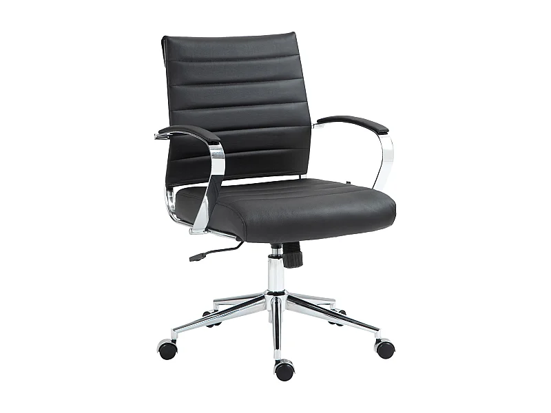 Chaise de bureau - Véritable cuir - Noir - Oakland