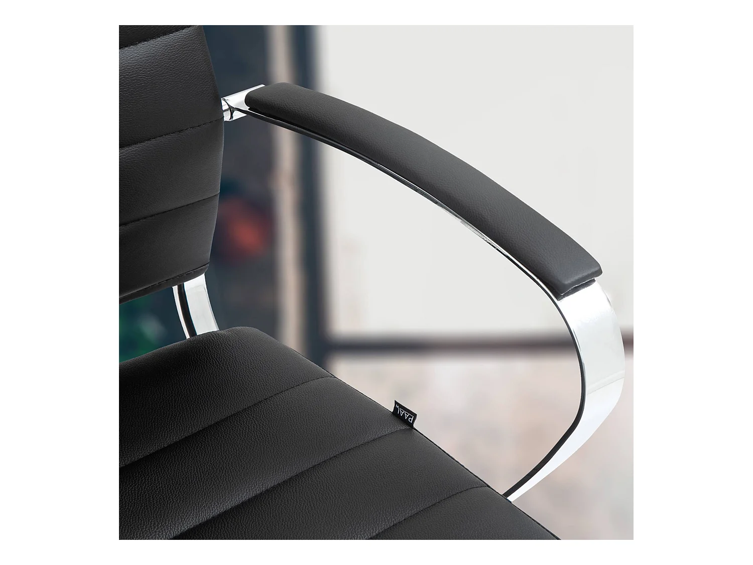 Chaise de bureau - Véritable cuir - Noir - Oakland