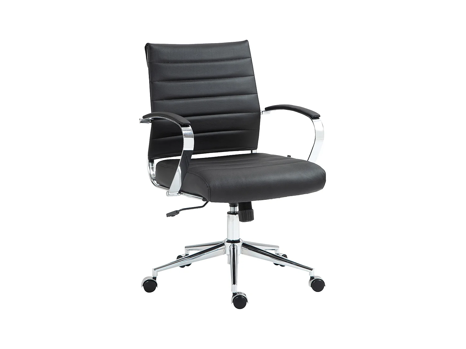 Chaise de bureau - Véritable cuir - Noir - Oakland