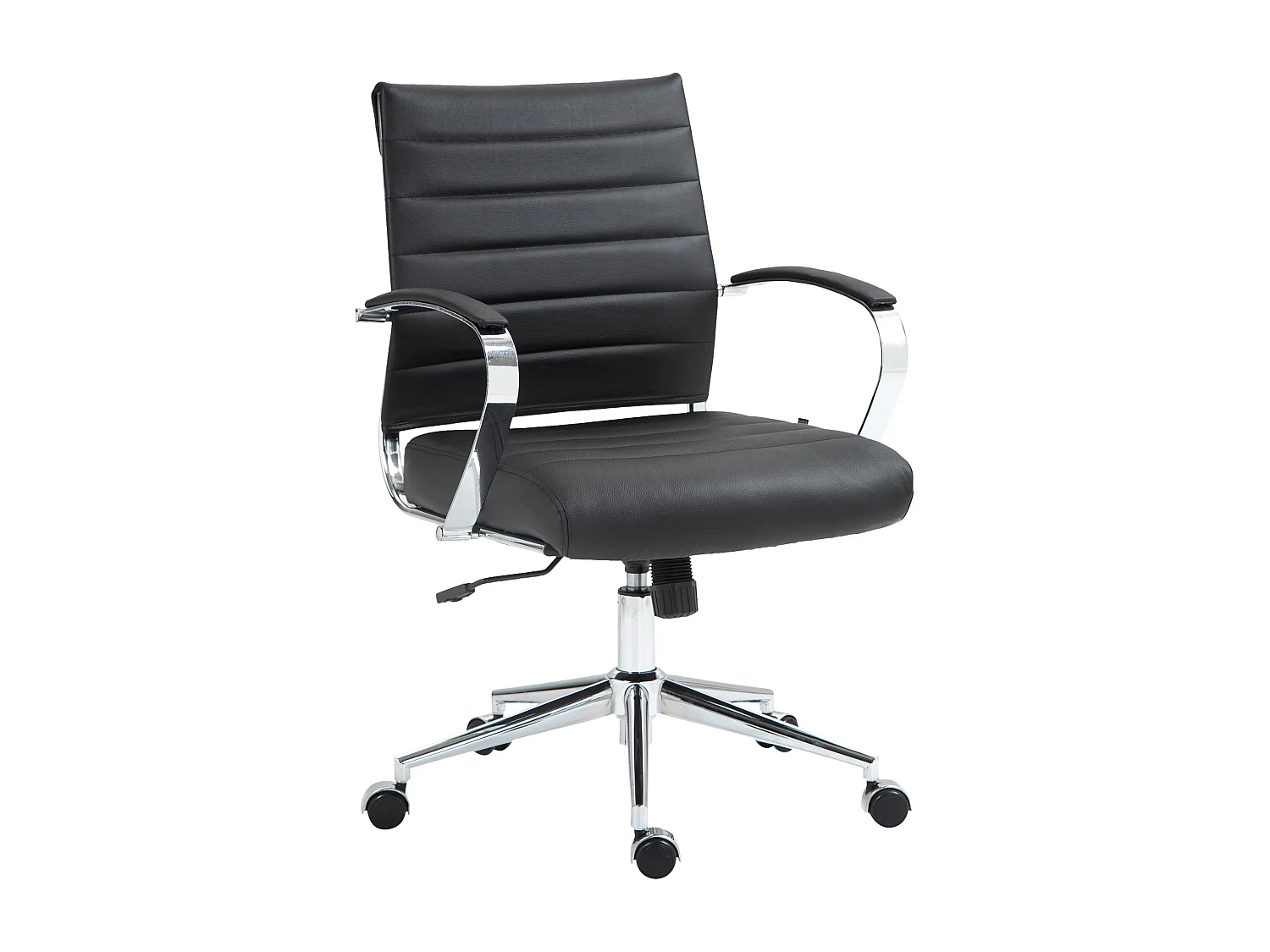 Chaise de bureau - Véritable cuir - Noir - Oakland