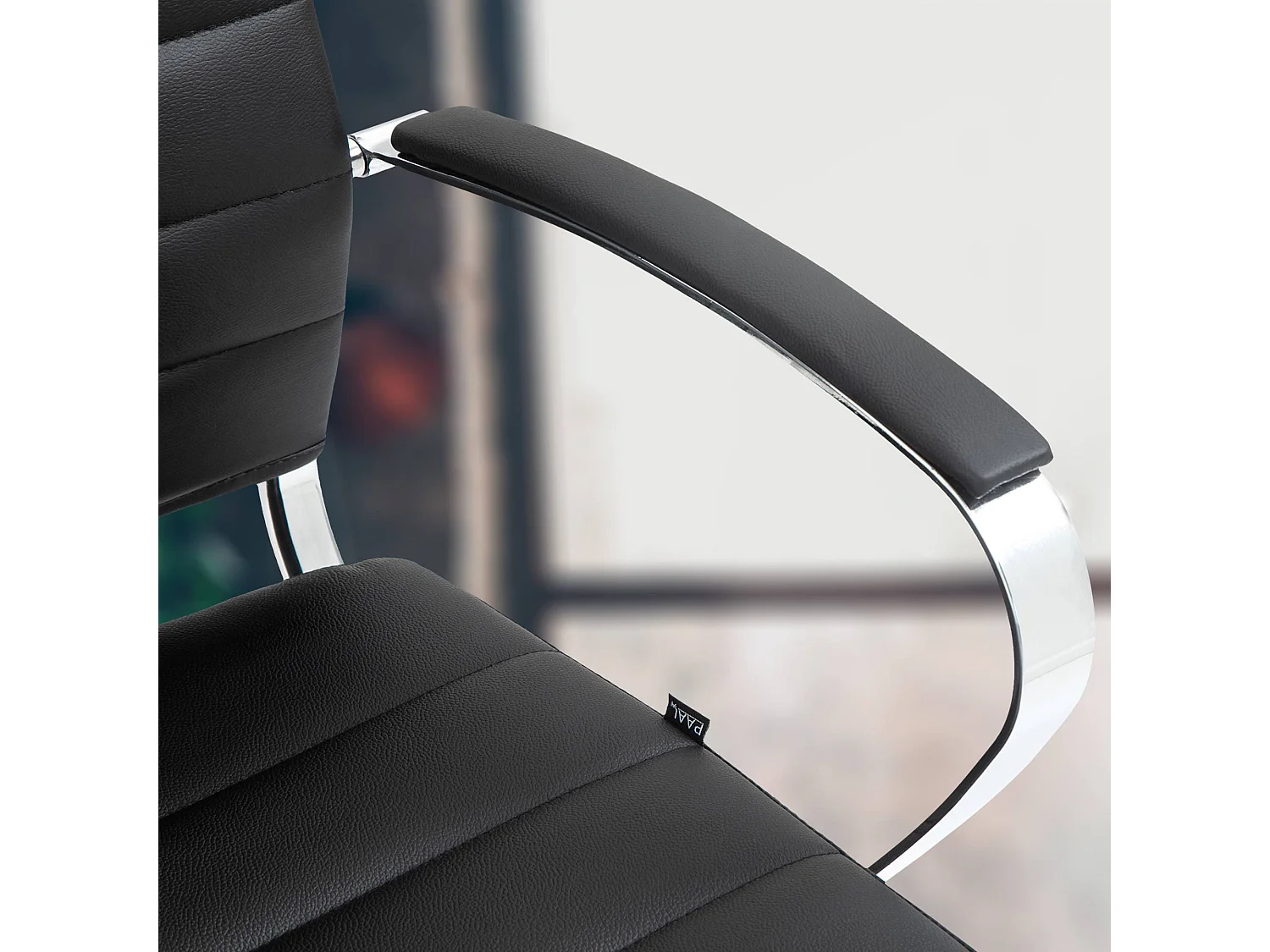 Chaise de bureau - Véritable cuir - Noir - Oakland