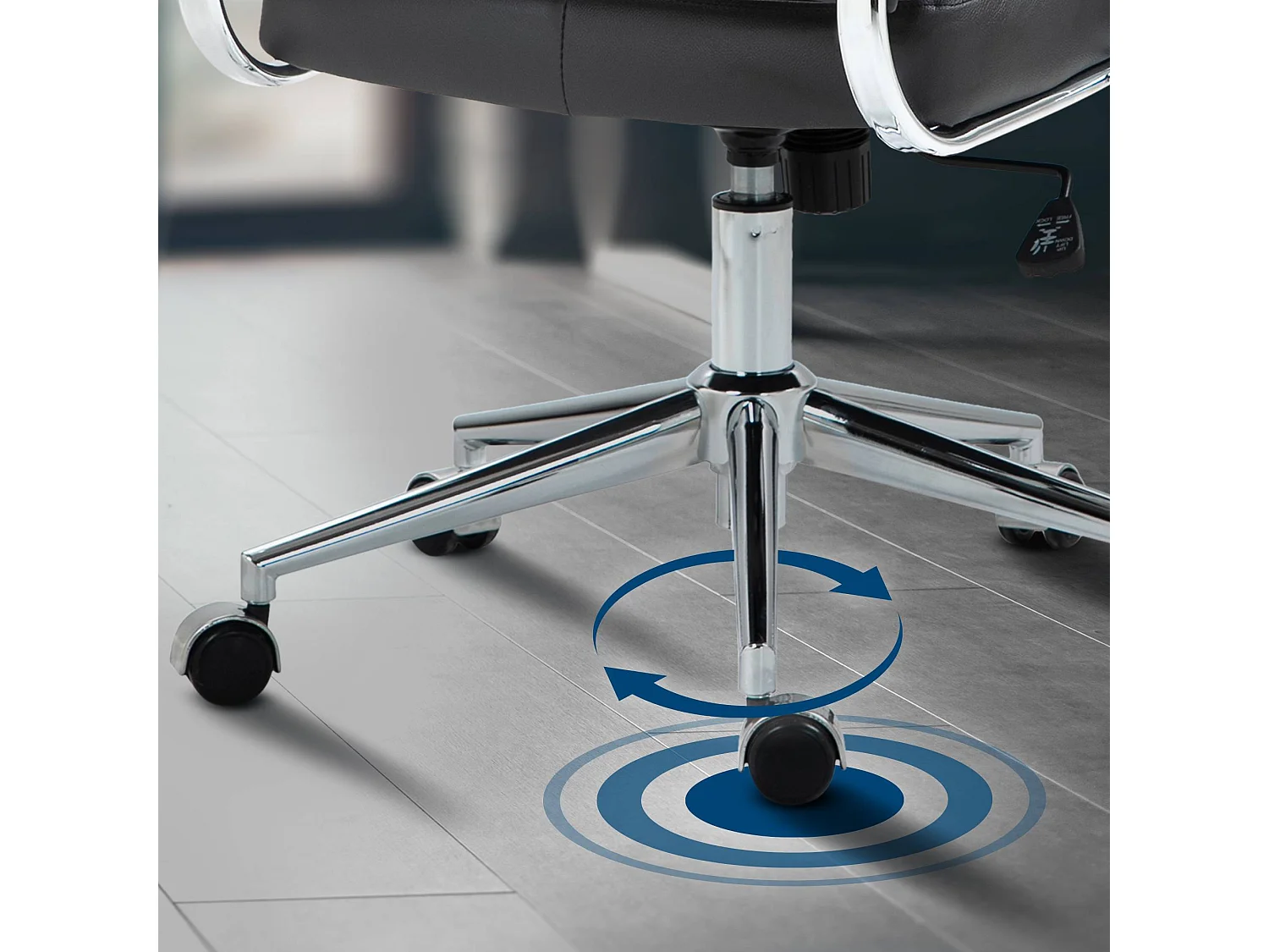 Chaise de bureau - Véritable cuir - Noir - Oakland