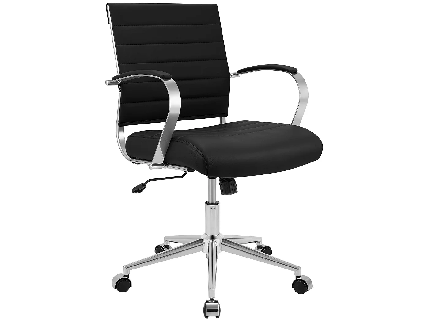 Chaise de bureau - Véritable cuir - Noir - Oakland