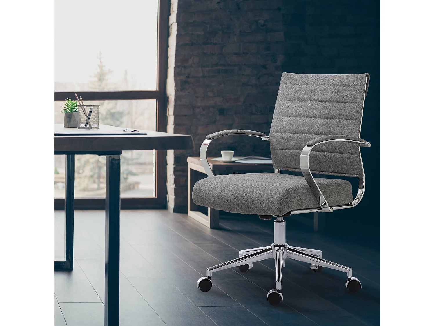 Chaise de bureau - Tissu - Gris - Oakland