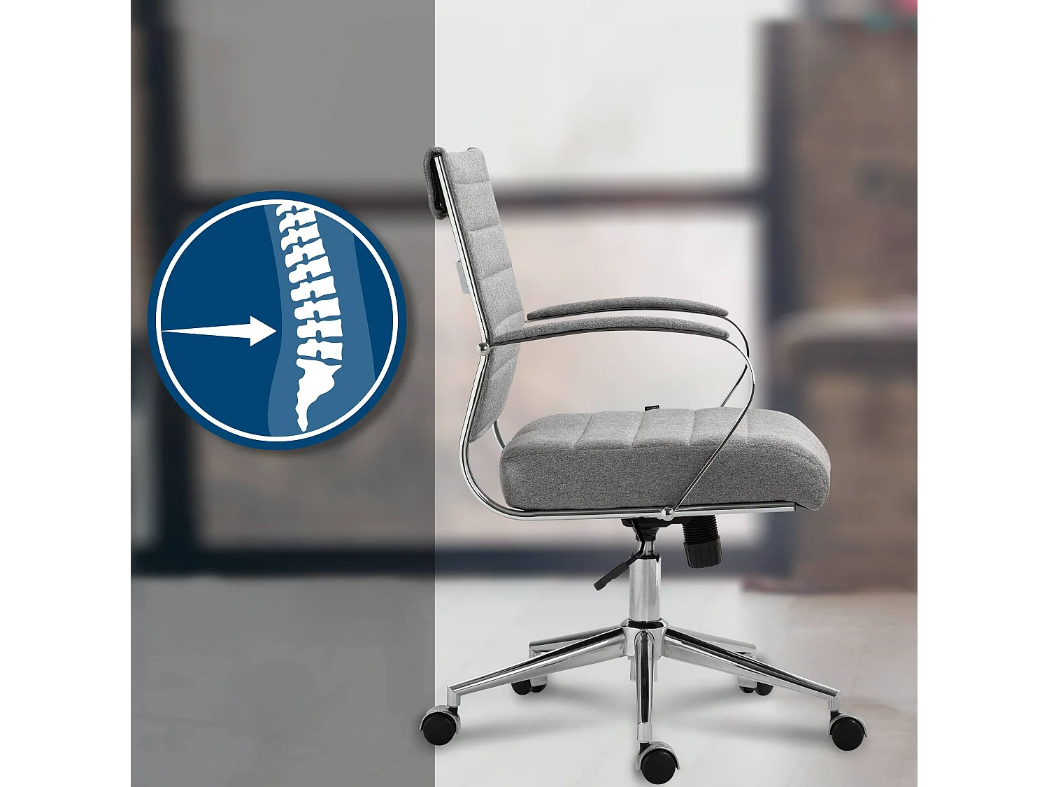 Chaise de bureau - Tissu - Gris - Oakland