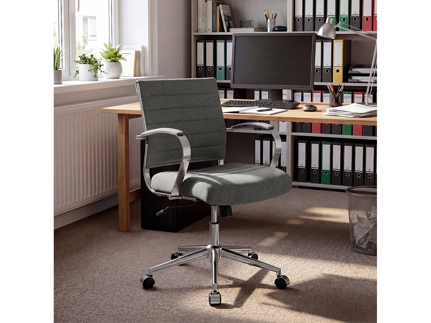 Chaise de bureau - Tissu - Gris - Oakland