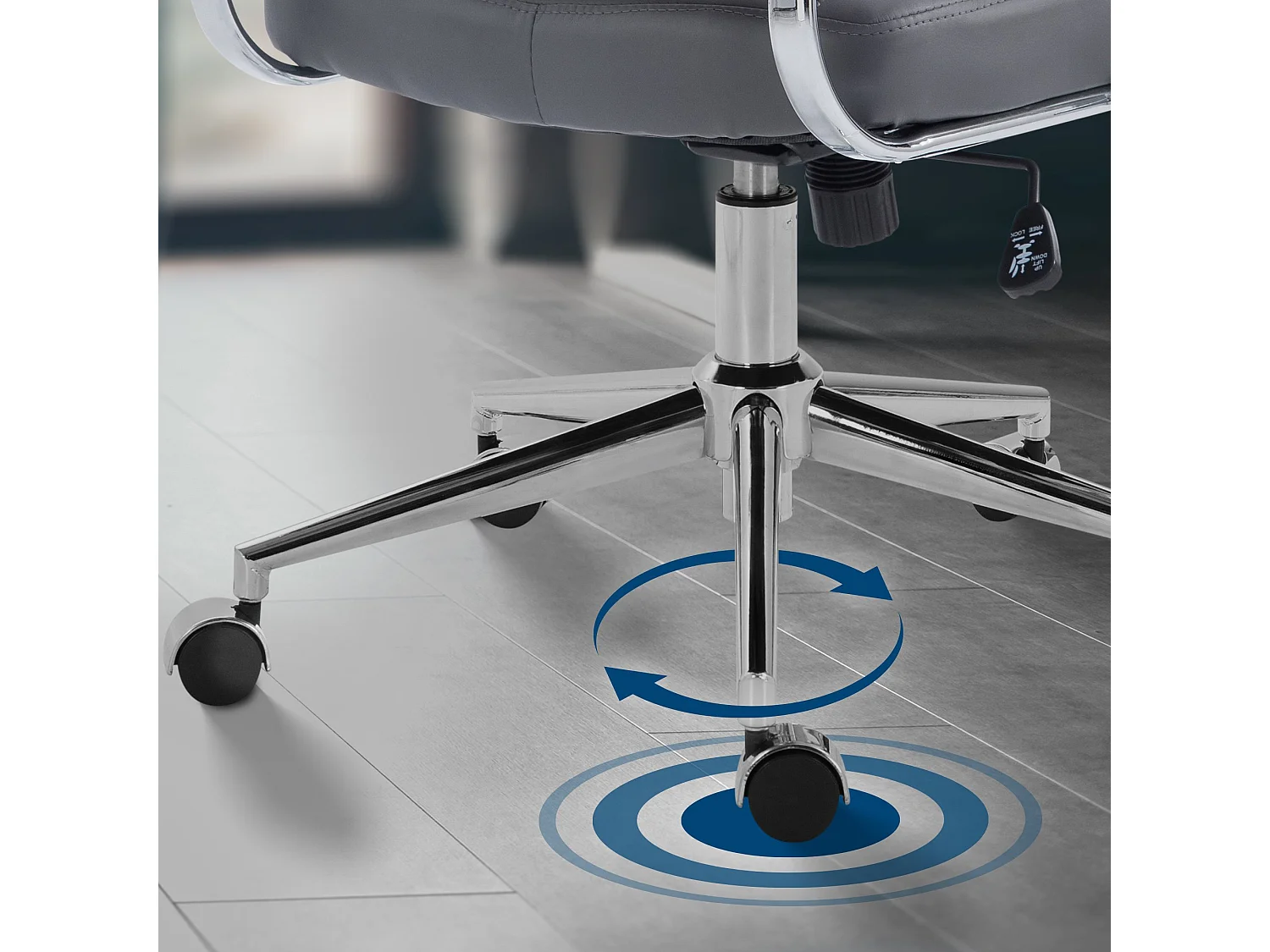 Chaise de bureau - Similicuir - Gris - Oakland