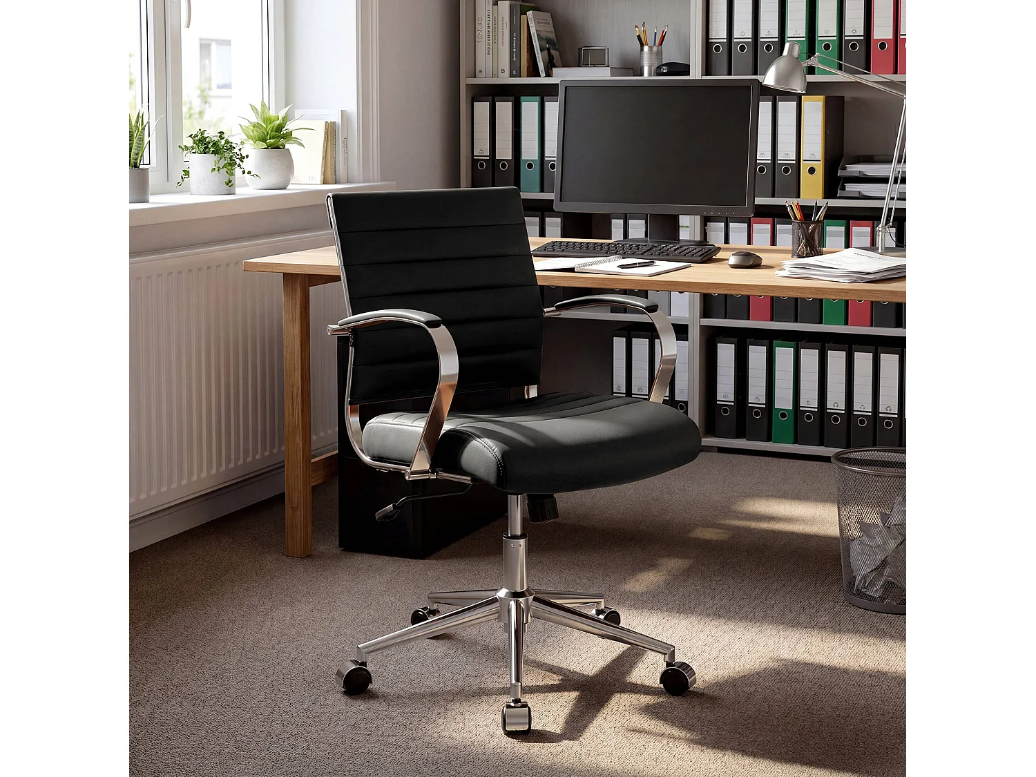 Chaise de bureau - Similicuir - Gris - Oakland