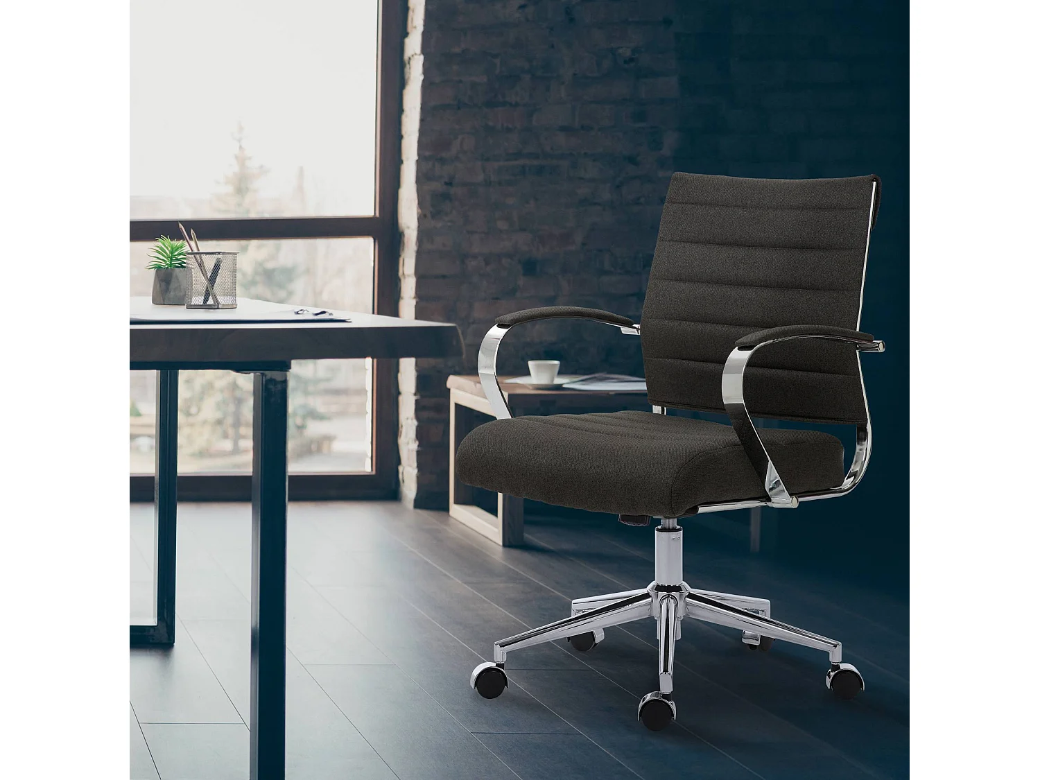 Chaise de bureau - Tissu - Gris foncé - Oakland