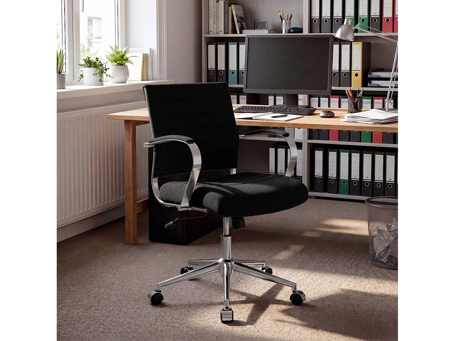 Chaise de bureau - Tissu - Gris foncé - Oakland