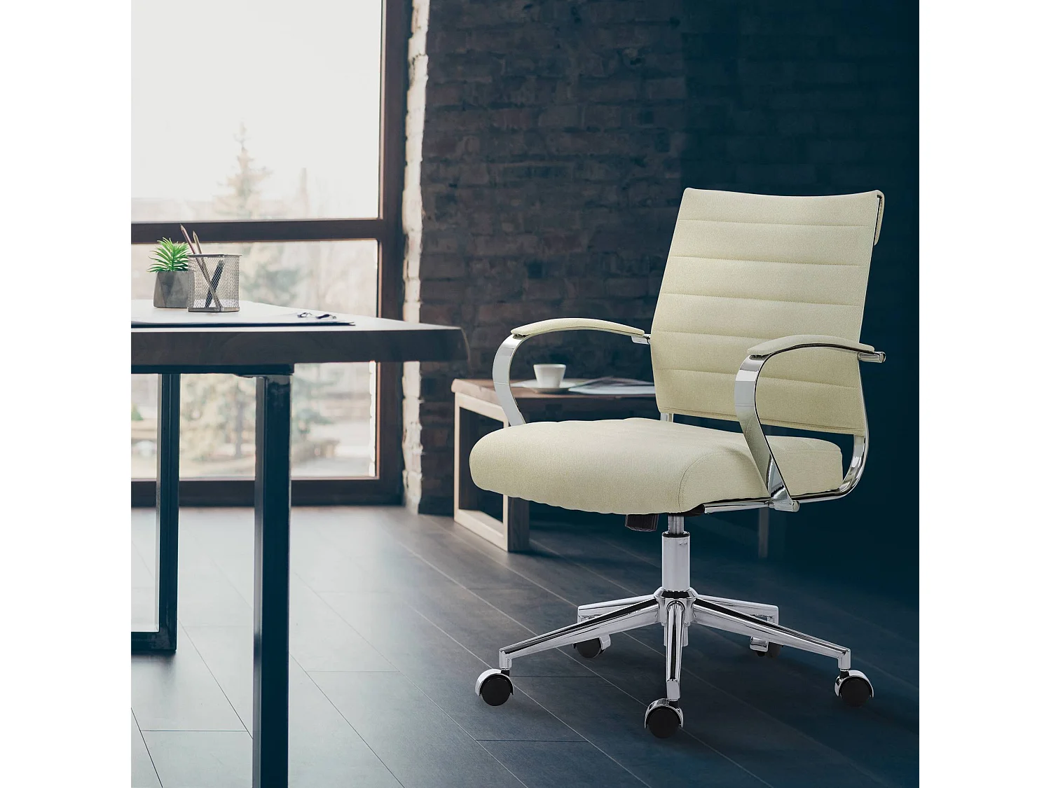 Chaise de bureau - Tissu - Crème - Oakland