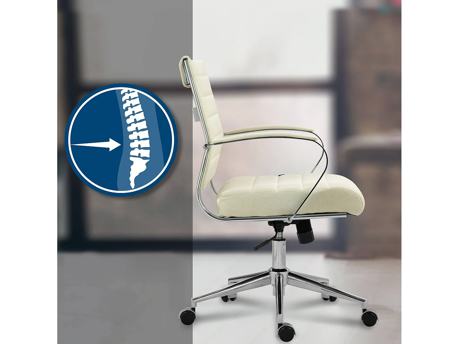 Chaise de bureau - Tissu - Crème - Oakland