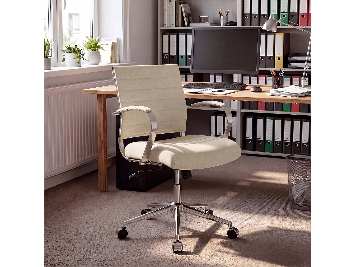 Chaise de bureau - Tissu - Crème - Oakland