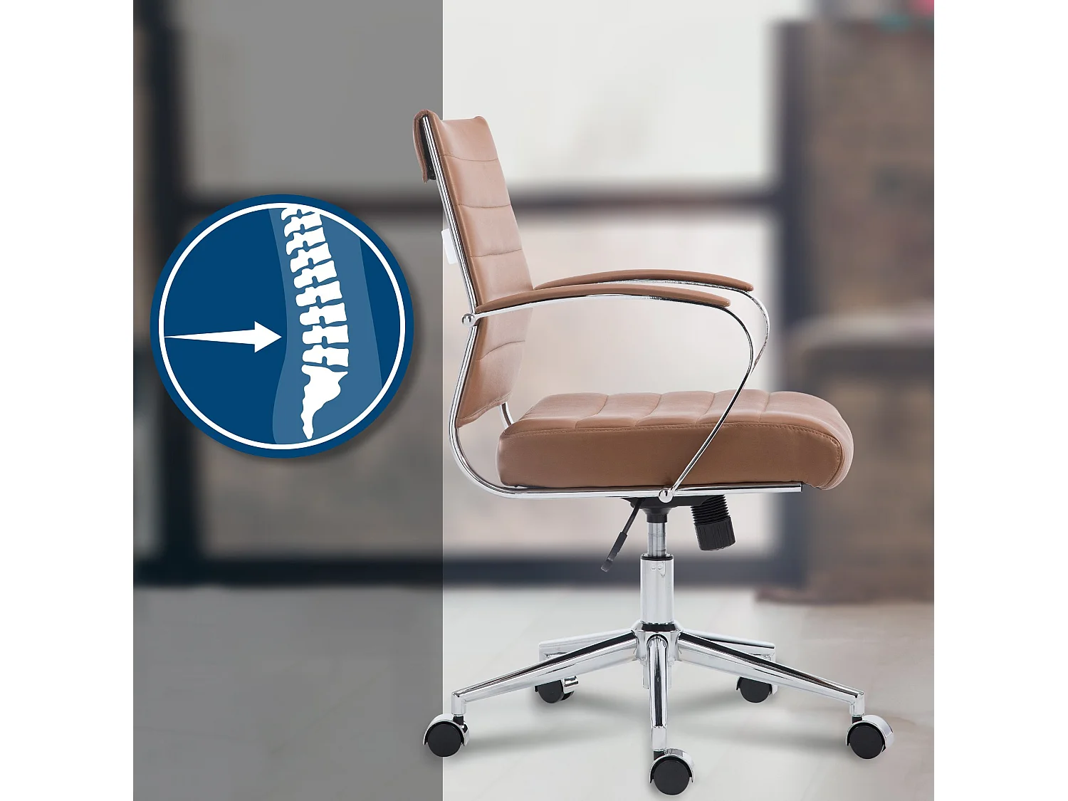 Bürostuhl - Kunstleder - hellbraun - Oakland