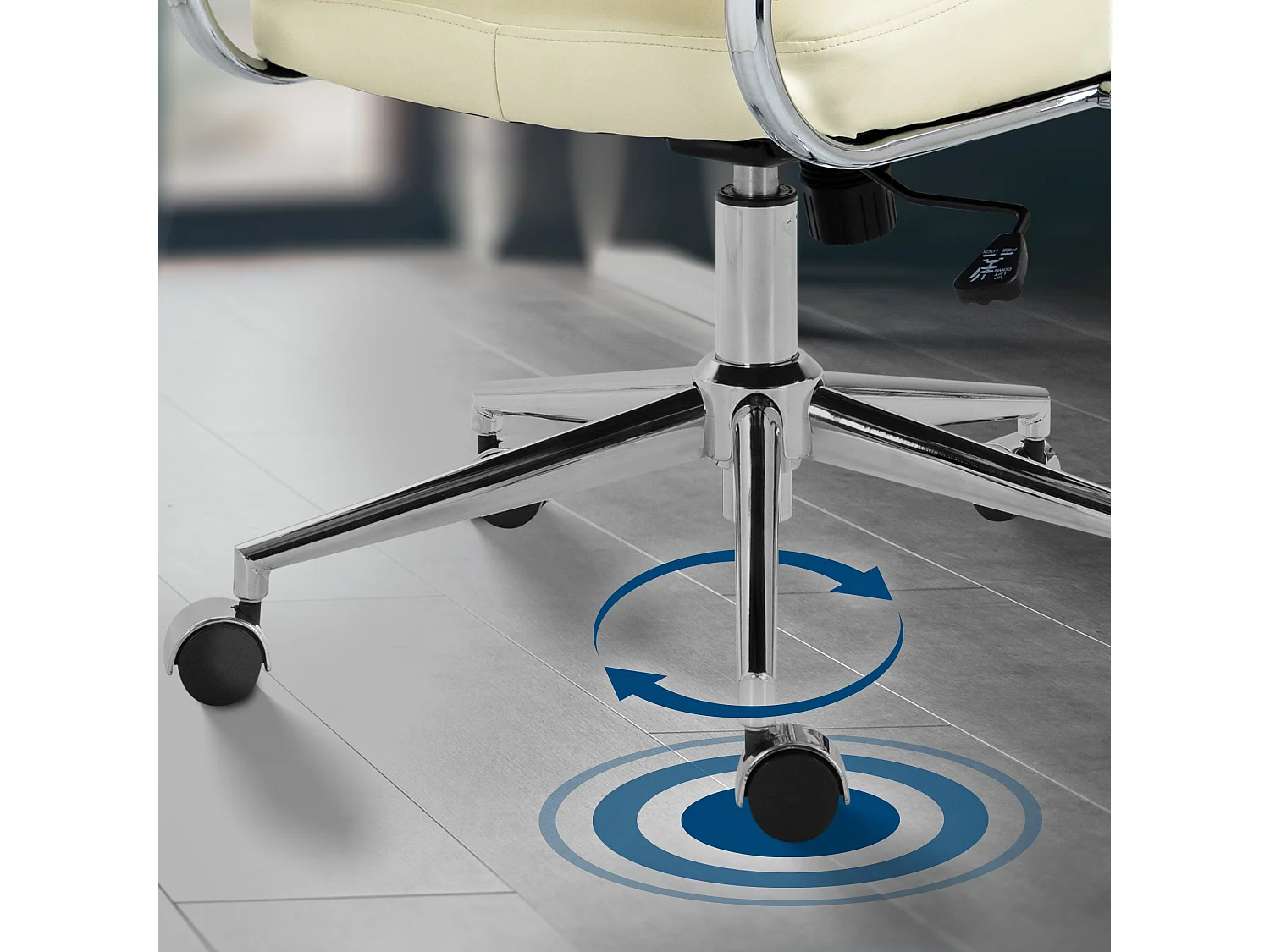 Chaise de bureau - Similicuir - Crème - Oakland