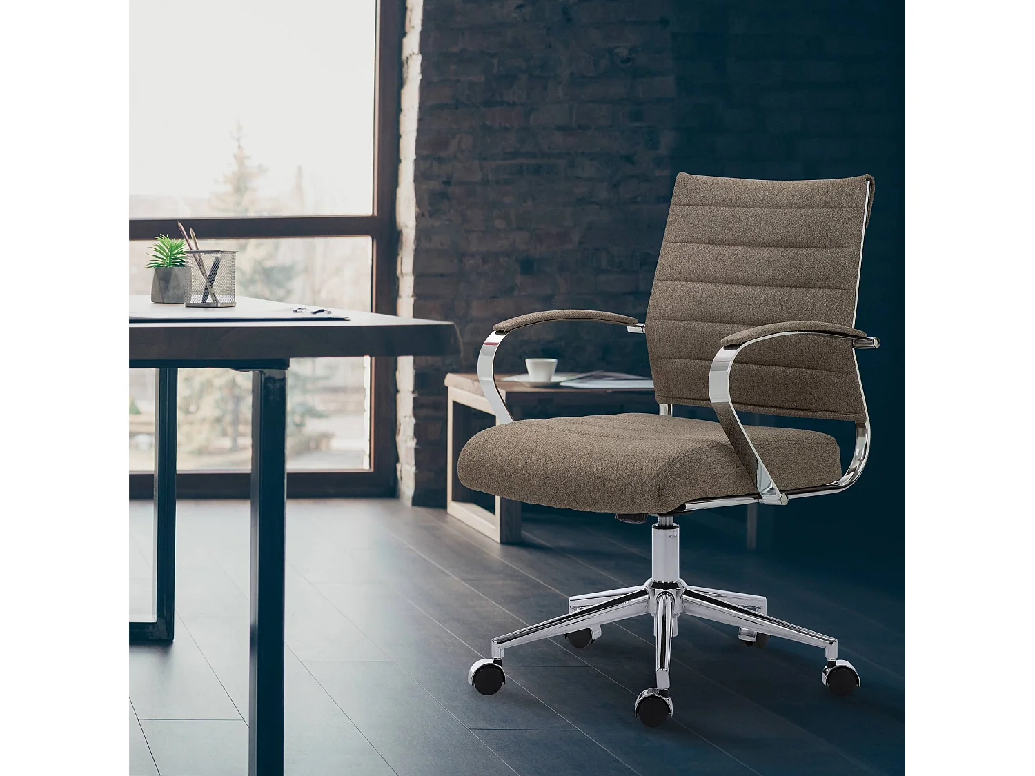 Chaise de bureau - Tissu - Taupe - Oakland