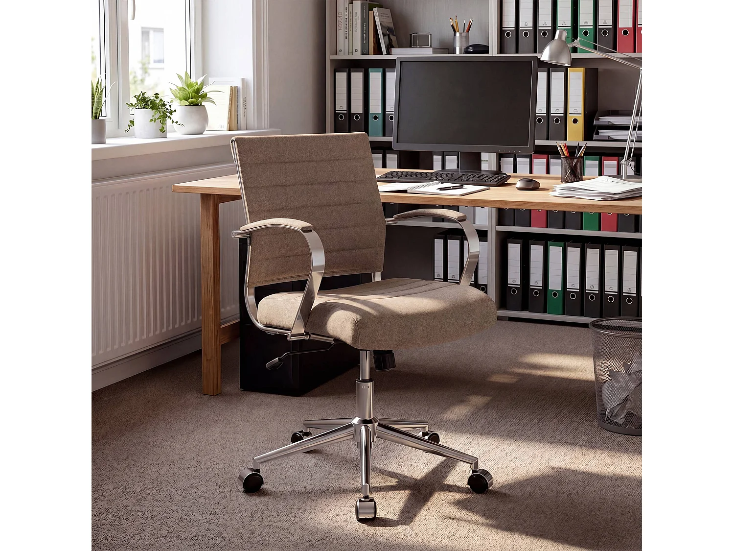 Chaise de bureau - Tissu - Taupe - Oakland