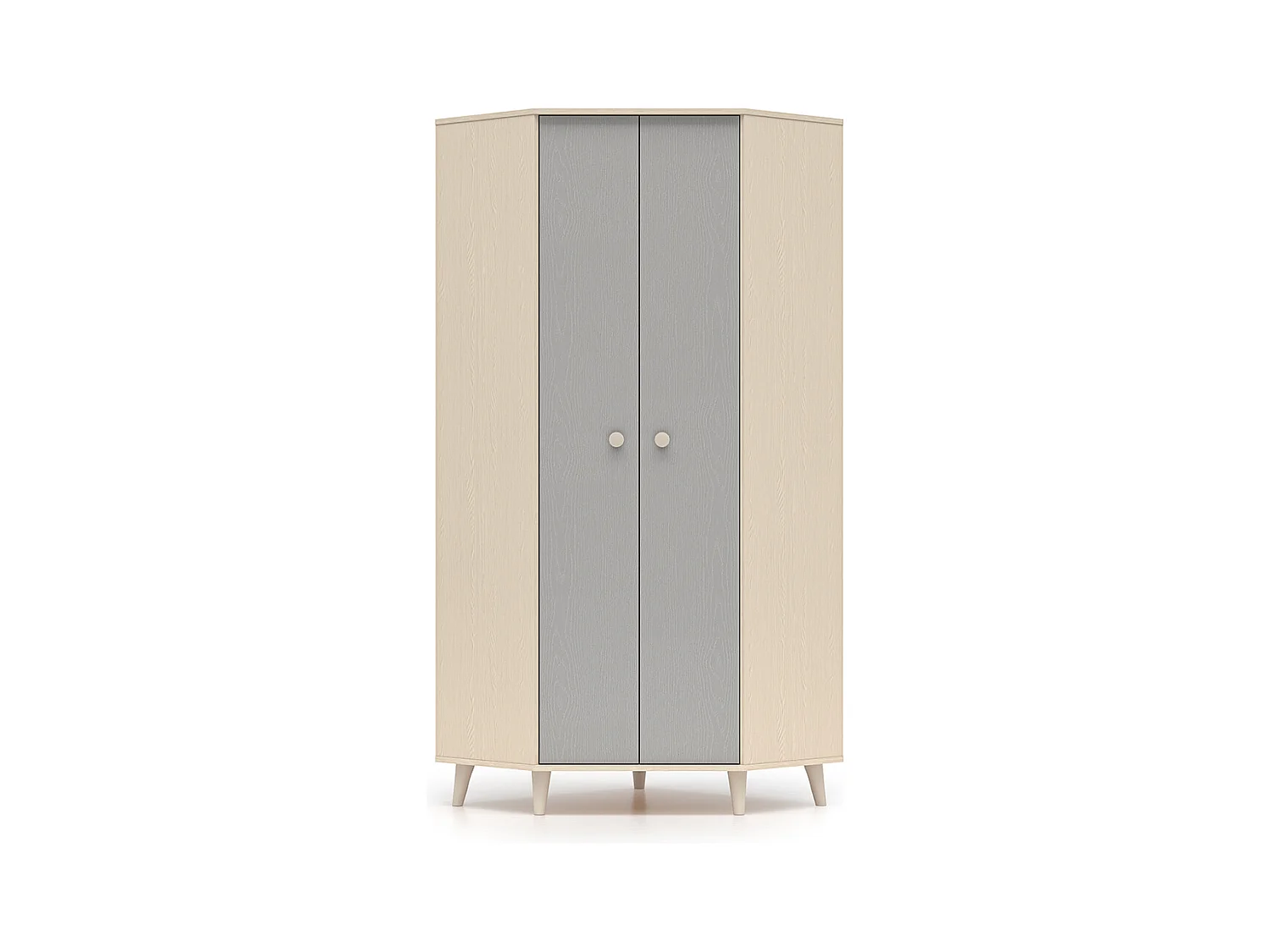 Armoire d'angle 2 portes Alycia Beige et Gris