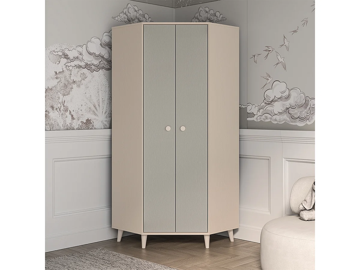 Armadio 2 ante Alycia beige - grigio - effetto marrone 190cm