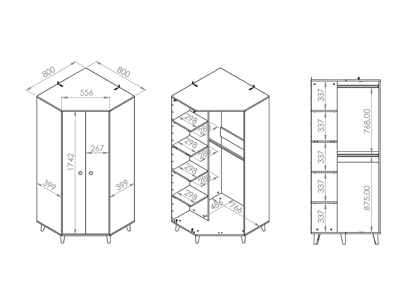 Armadio 2 ante Alycia beige - grigio - effetto marrone 190cm