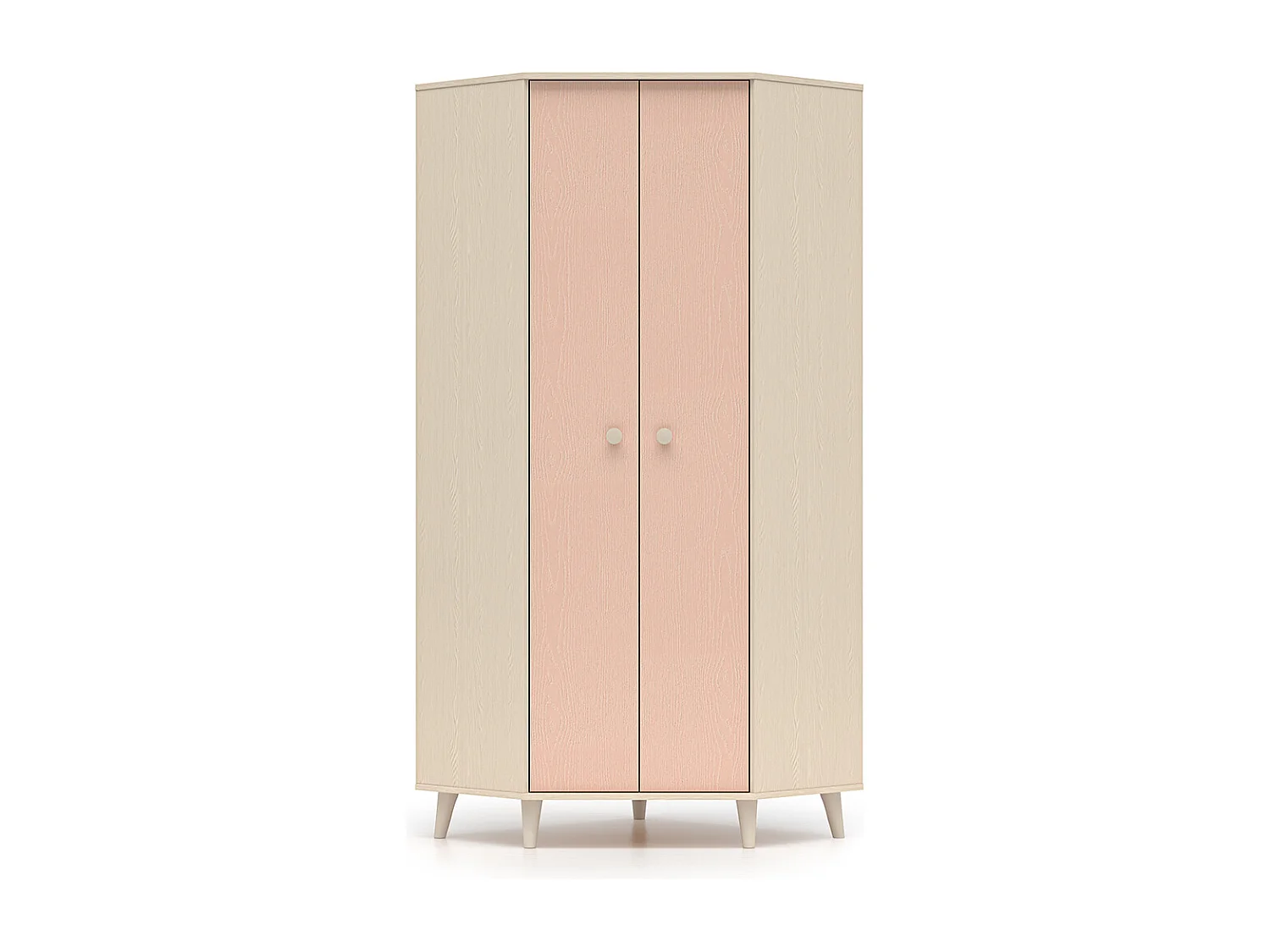 Armoire d'angle 2 portes Alycia Beige et Rose