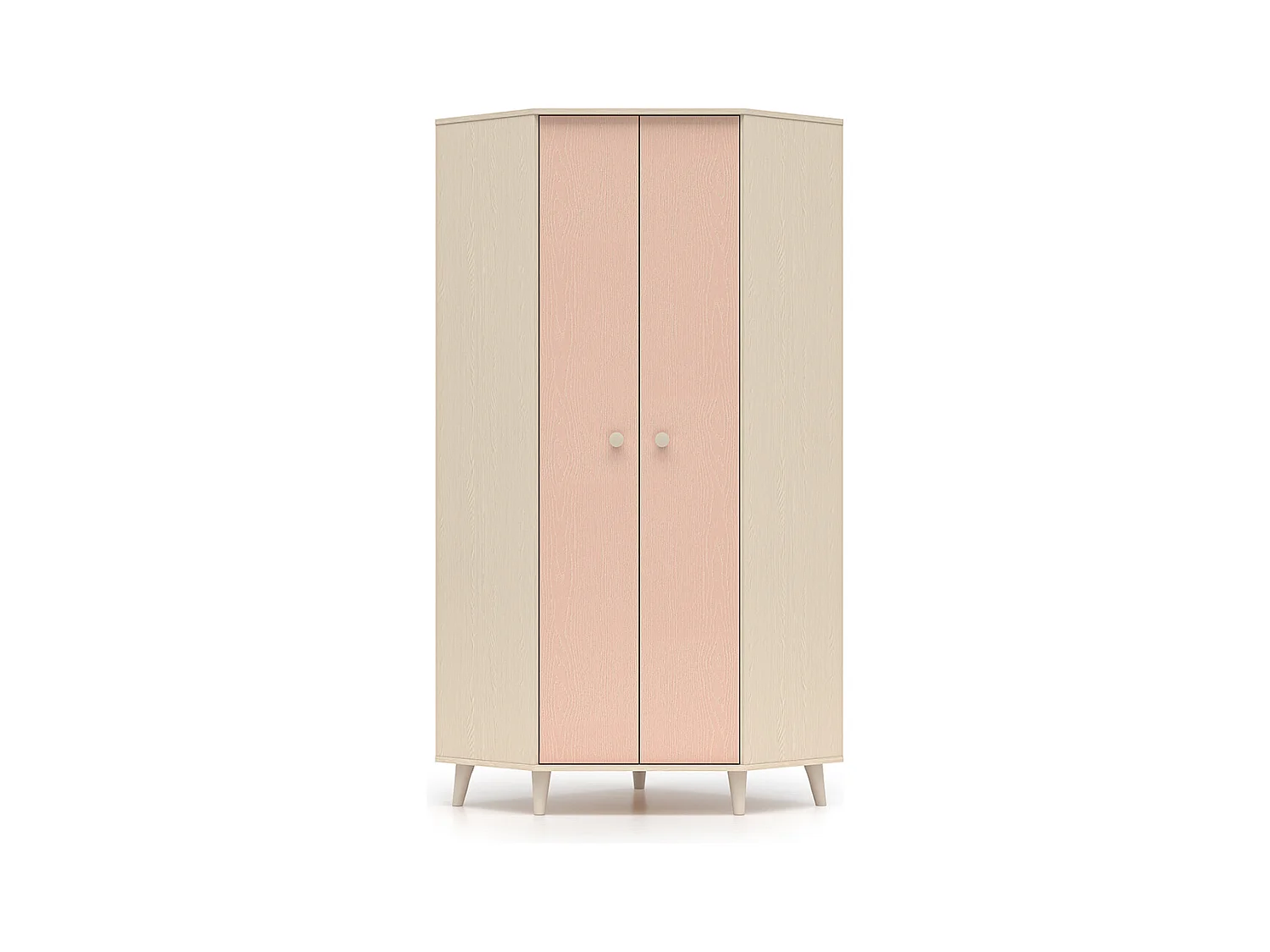 Armoire d'angle 2 portes Alycia Beige et Rose