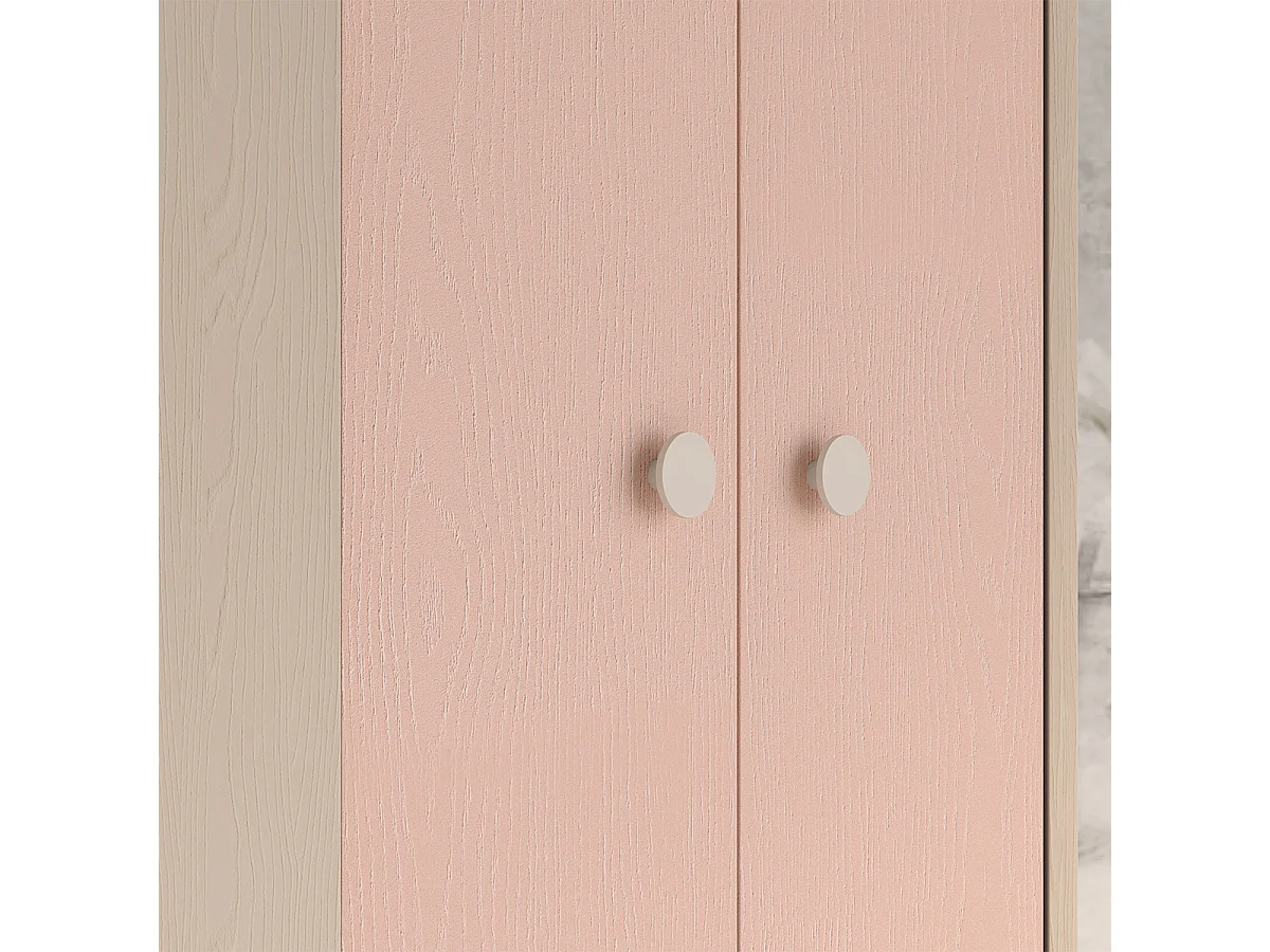 Eckkleiderschrank 2 Türen Alycia Beige und Rosa