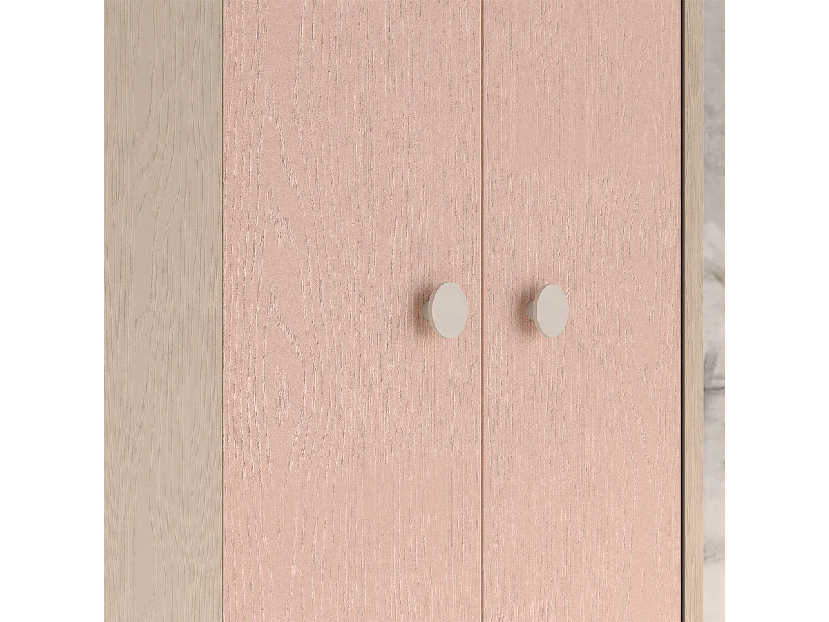 Eckkleiderschrank 2 Türen Alycia Beige und Rosa