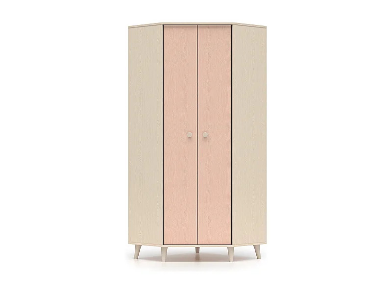 Armário 2 portas Alycia bege - rosa coral - efeito madeira 190cm