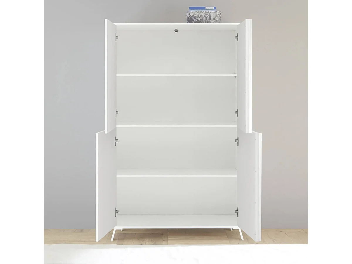 KANSAS WHITE - Ensemble séjour aspect chêne noir pieds métal noir