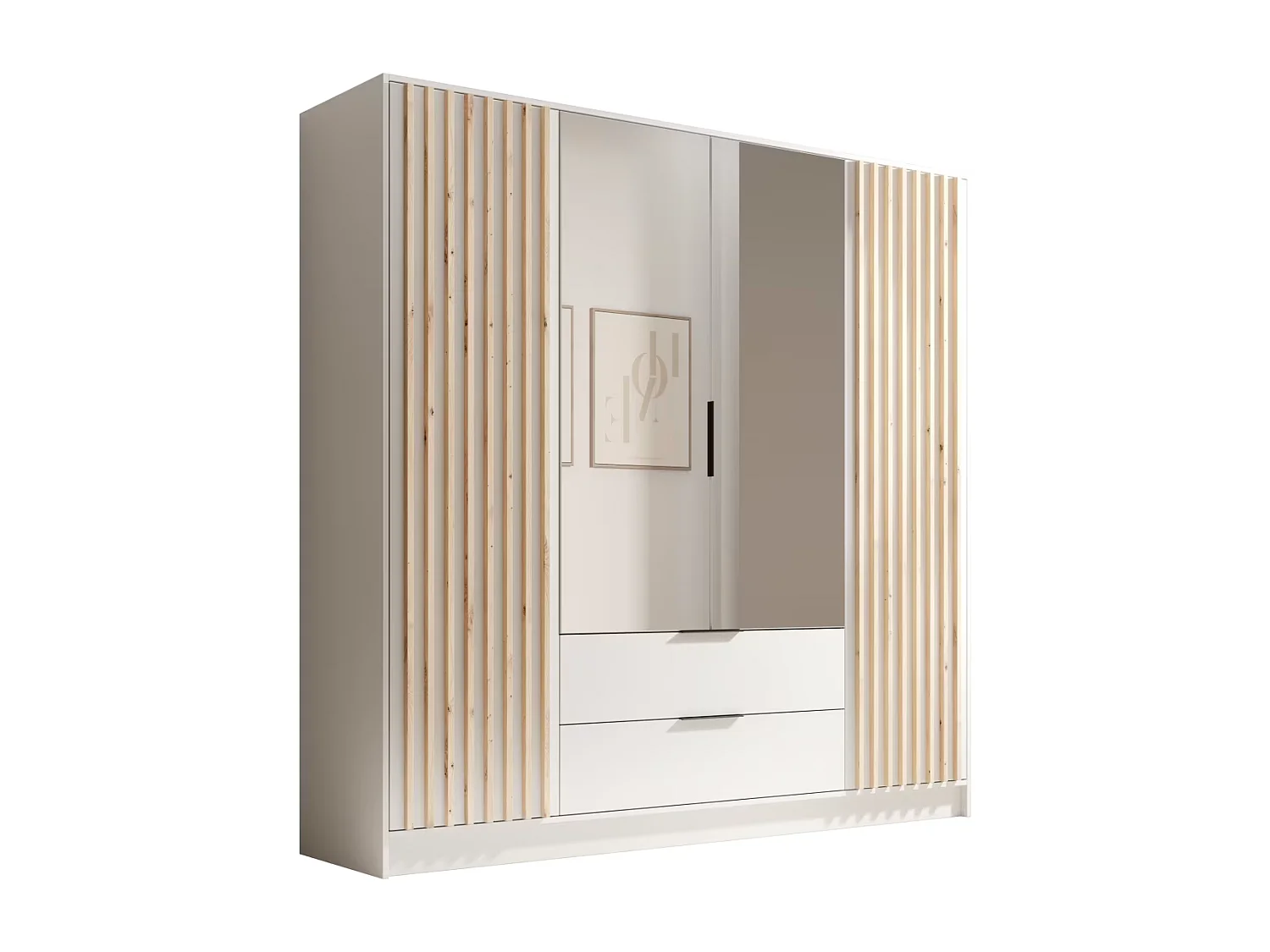 Armadio Nelia (200cm)/Bianco&Marrone