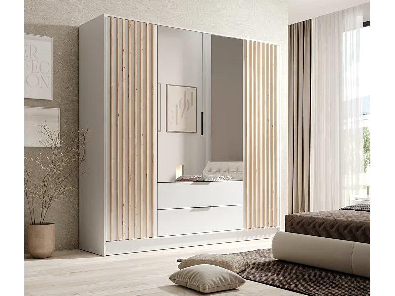 Penderie Nelia (200cm)/Blanc&Marron