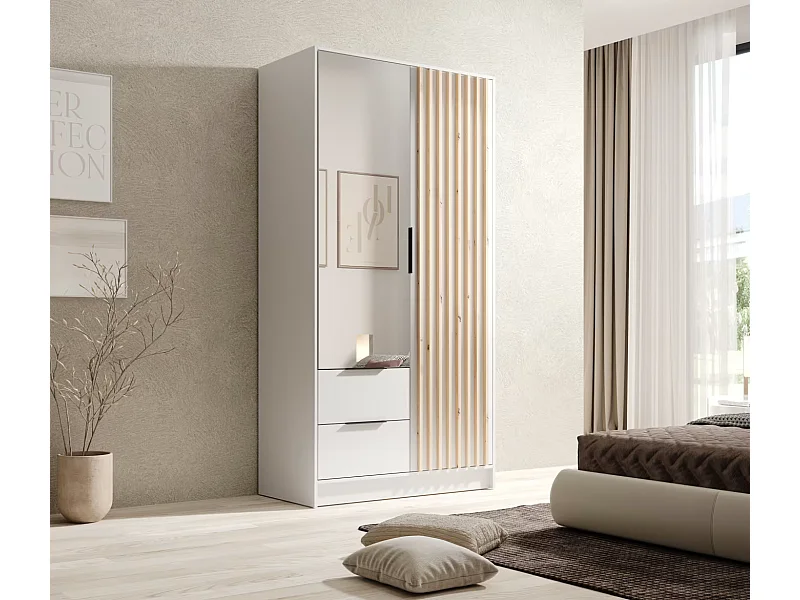 Penderie Nelia (100cm)/Blanc&Marron