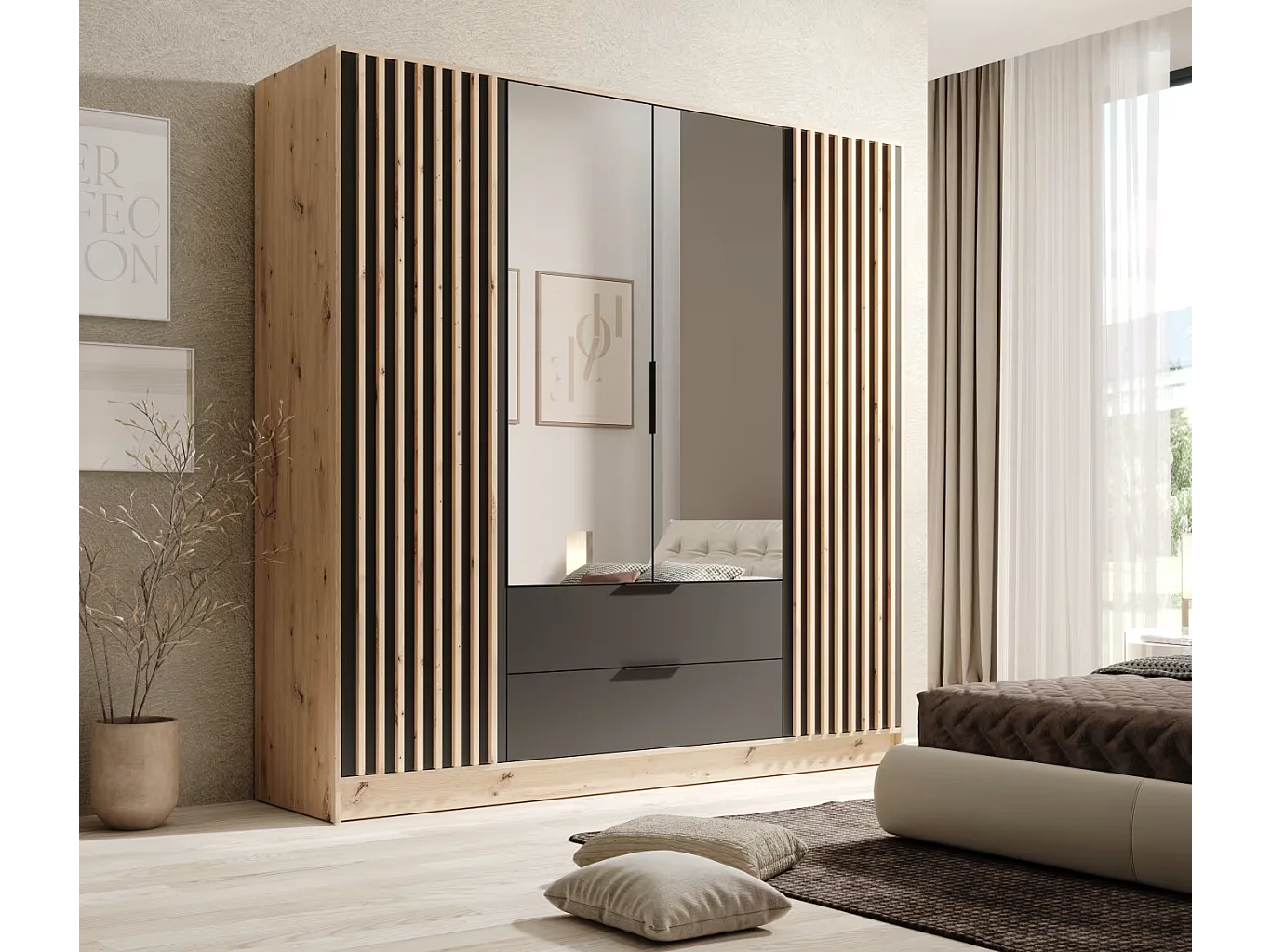 Kleiderschrank Nelia (200cm)/Artisan&Schwarz