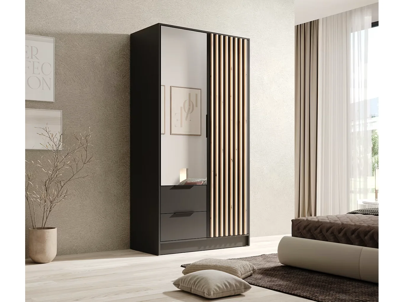 Penderie Nelia (100cm)/Noir&Artisan