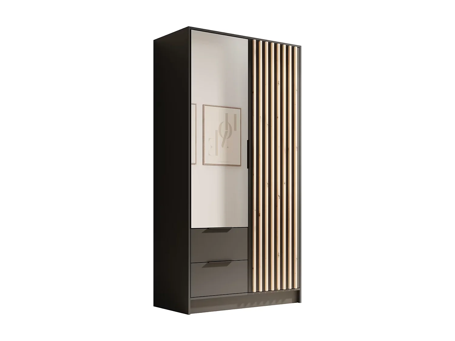 Kleiderschrank Nelia (100cm)/Schwarz&Artisan