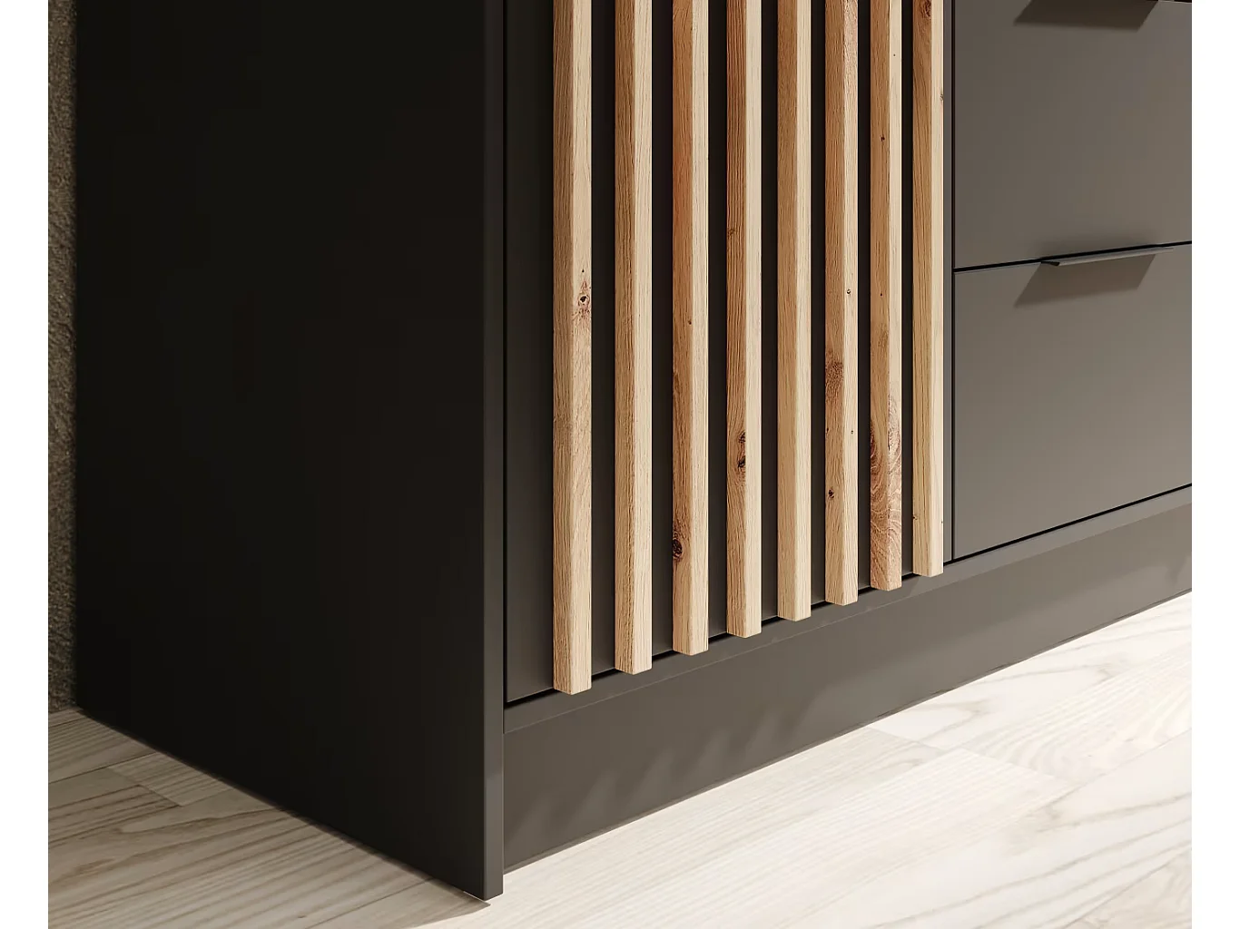 Penderie Nelia (200cm)/Noir&Marron