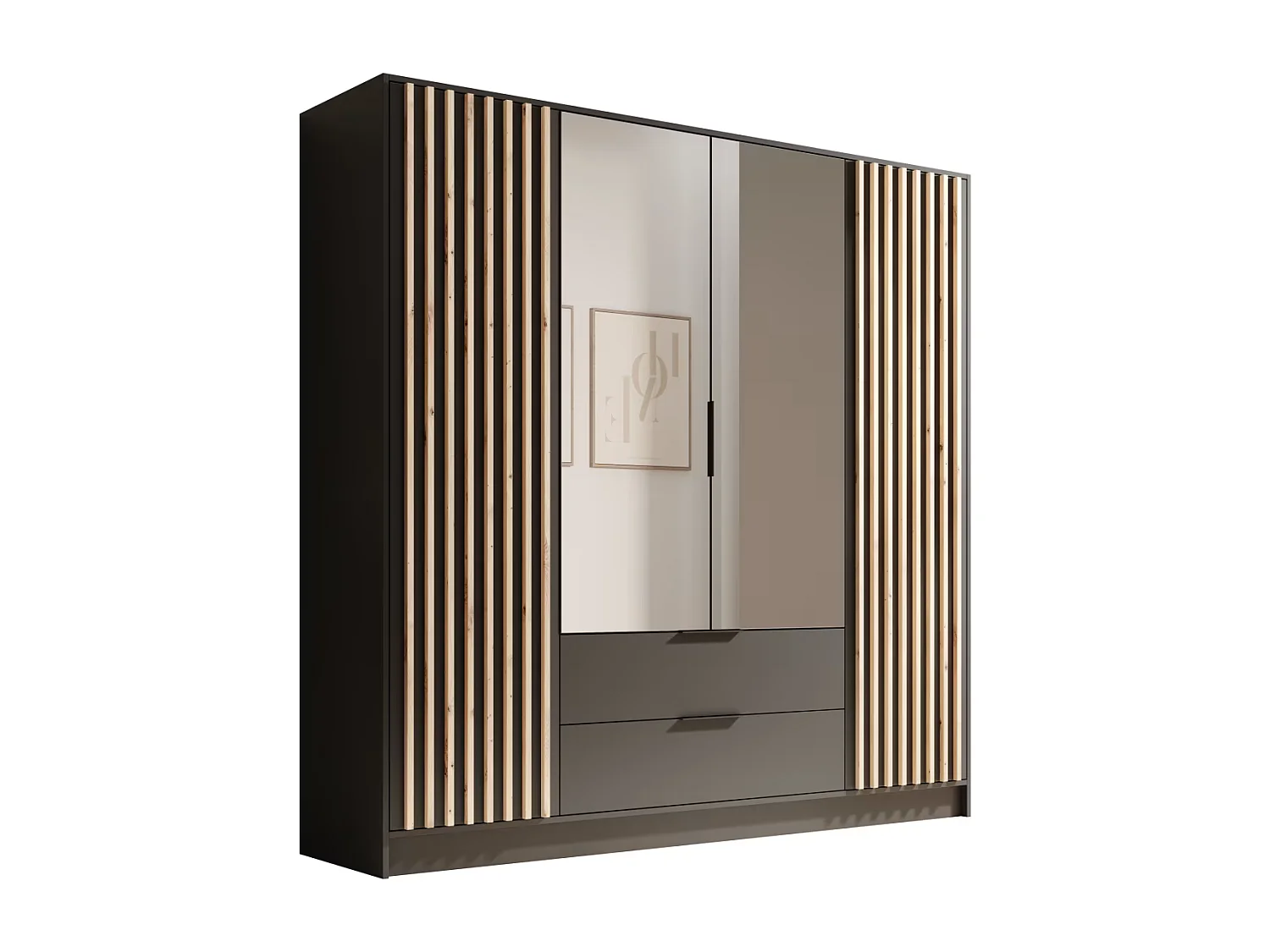 Kleiderschrank Nelia (200cm)/Schwarz&Braun