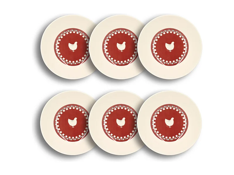 Novastyl - Lot 6 Assiettes Creuses Gallina 20cm En Gres