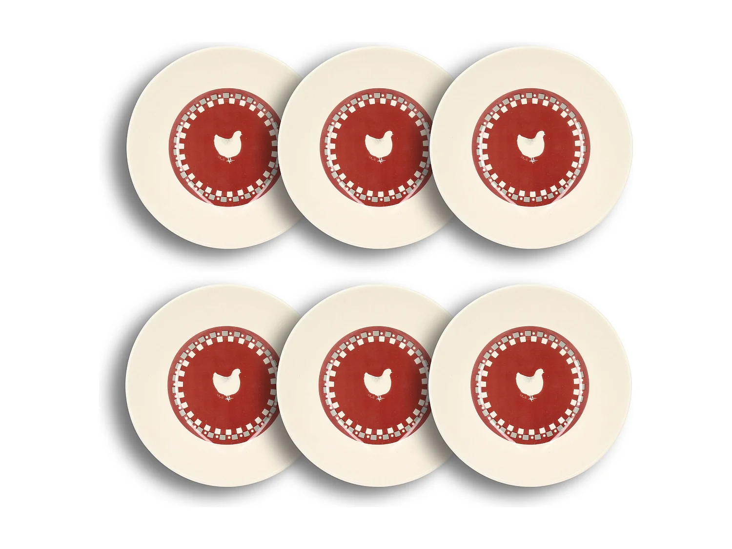 Novastyl - Lot 6 Assiettes Creuses Gallina 20cm En Gres