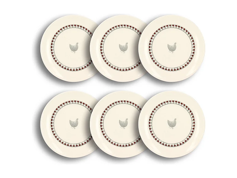 Novastyl - Lot 6 Assiettes A Dessert Gallina 19cm En Gres
