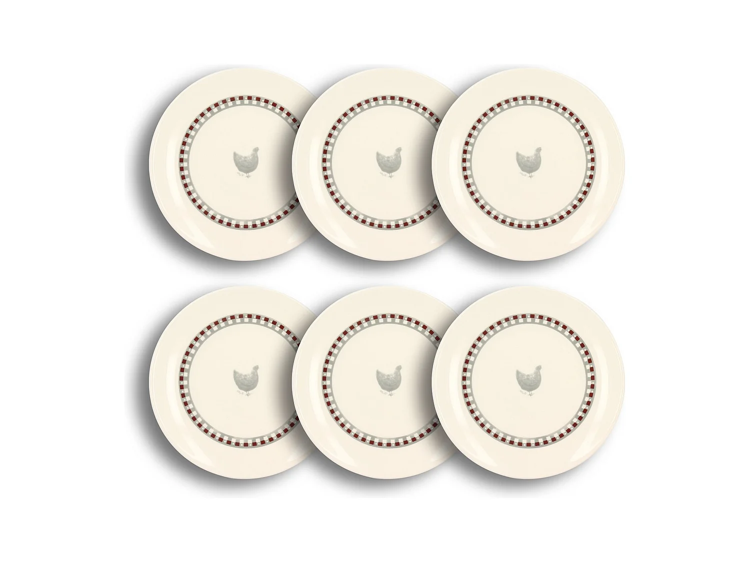 Novastyl - Lot 6 Assiettes A Dessert Gallina 19cm En Gres