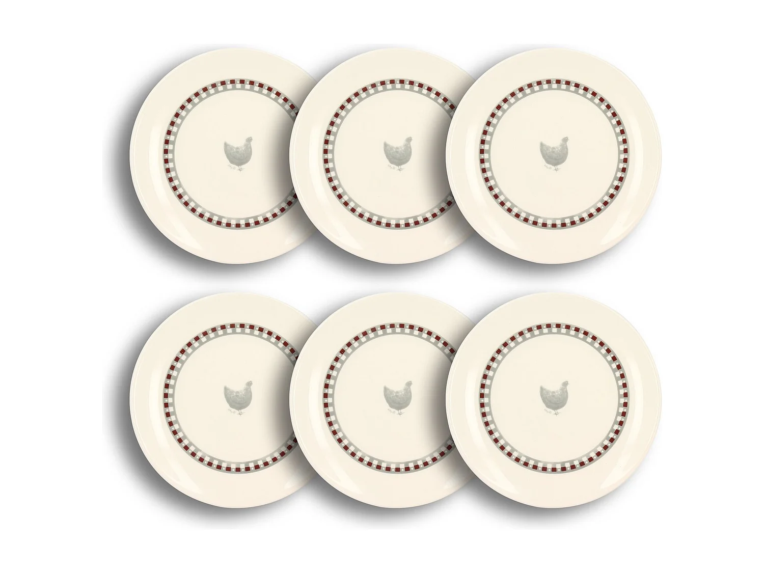 Novastyl - Lot 6 Assiettes A Dessert Gallina 19cm En Gres