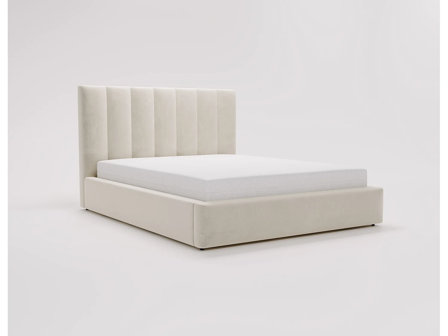 Emporius Velor Polsterbett 180x200 mit Bettkasten, Doppelbett, Kopfteil, Samtstoff, Bett Creme (Magic Velvet 2201)
