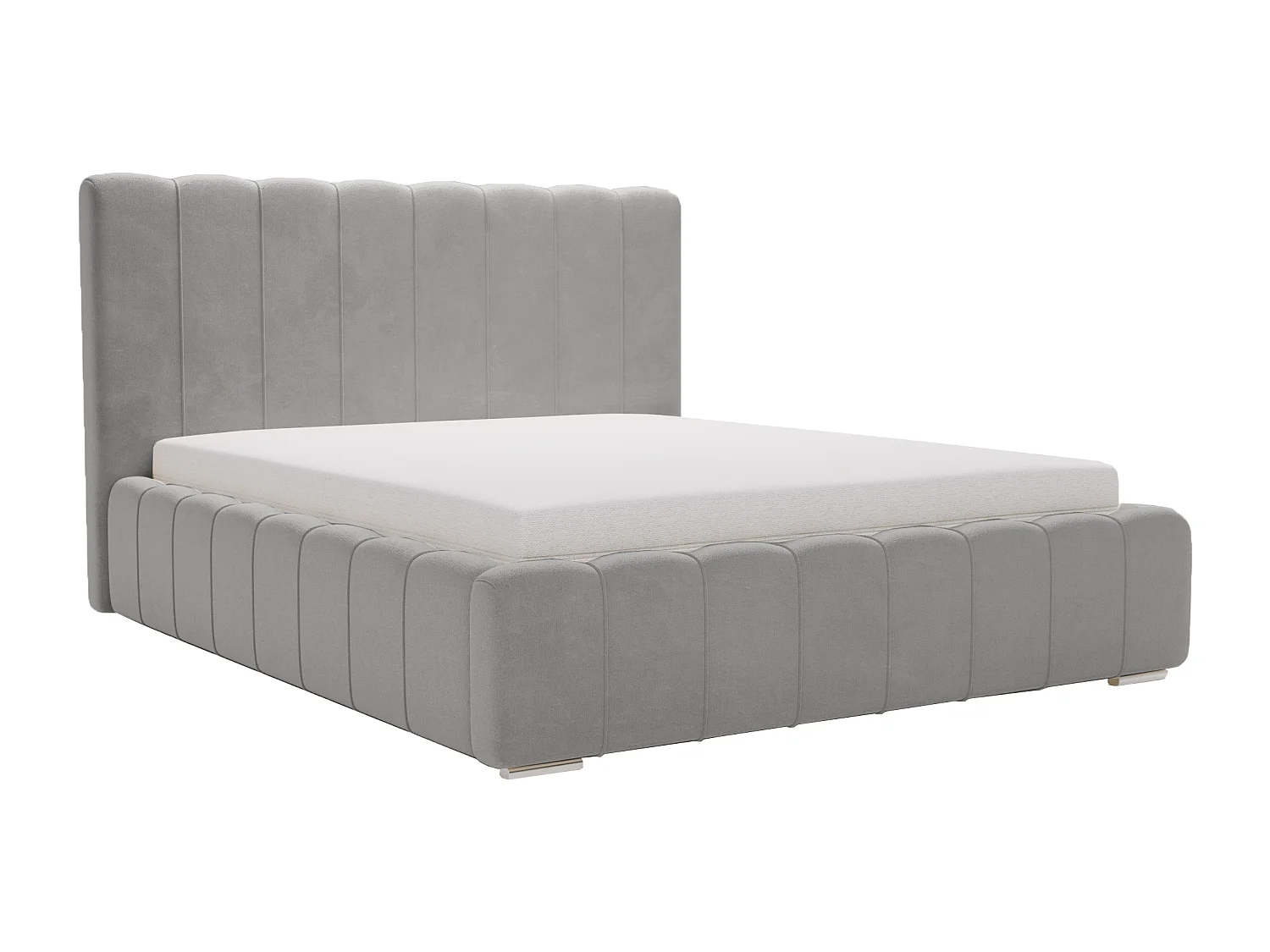 Emporius Lisbon gestoffeerd bed 140x200 met opbergruimte - bed 140x200, tweepersoonsbed fluwelen Lichtgrijs (Komodo 20)