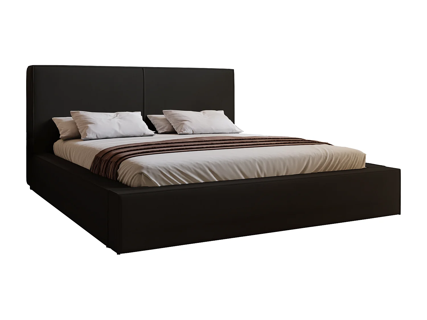 Emporius Morin Polsterbett 160x200 - Doppelbett 160x200 mit Bettkasten - Schwarz (Amor Velvet 4322)